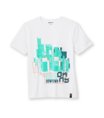 DKNY® Boys' 8-20 White Short Sleeve Digital Tee