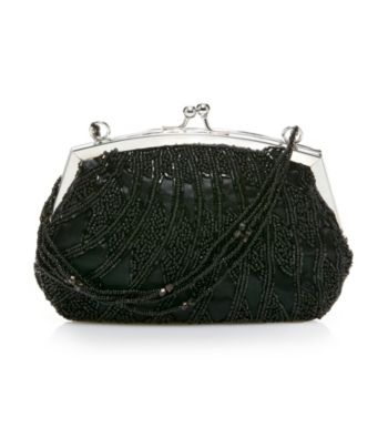 La Regale® Black Beaded Frame Clutch