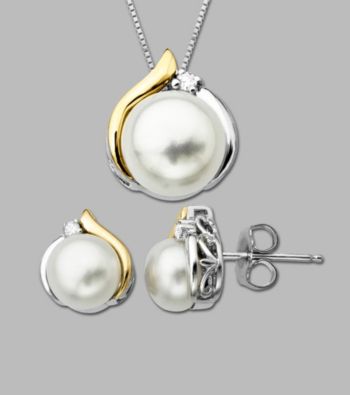 Box Set of 14KYellow Gold & Sterling Silver Pendant and Stud Earrings