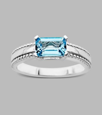 Sterling Silver Ring with Licensed Swiss Blue Topaz,