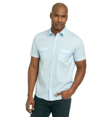 Calvin Klein Men's Short Sleeve Grid Check Woven Button Down