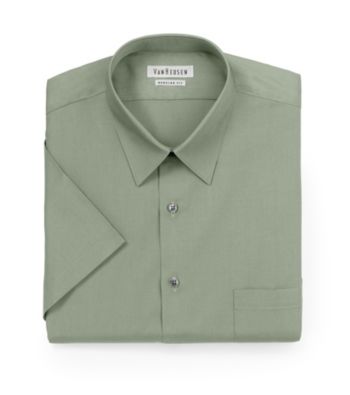 Van Heusen® Men's Teak Green Short Sleeve Poplin Dress Shirt