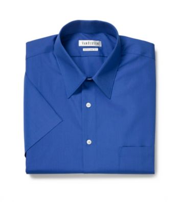 Van Heusen® Men's Pacific Blue Short Sleeve Poplin Dress Shirt