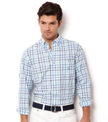 Nautica® Men's Reel Aqua Long Sleeve Plaid Woven