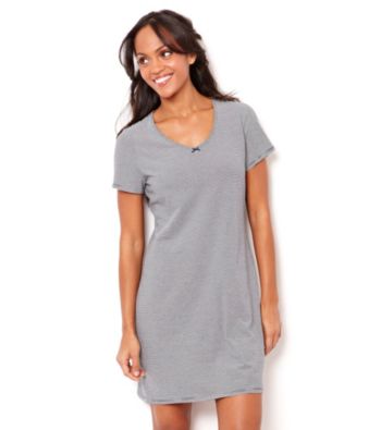 Nautica® Short Sleeve V-Neck Knit Chemise - Navy Stripe