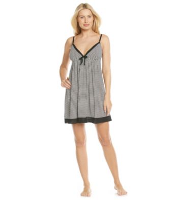 Relativity® Knit Contrast Trim Chemise - Black Stripe