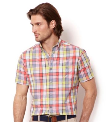 Nautica® Men's Short Sleeve Seaside Madras Woven