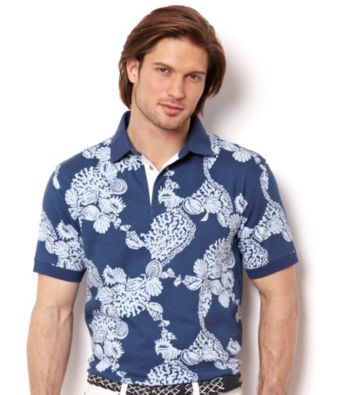Nautica® Men's Jour Blue Short Sleeve Printed Polo