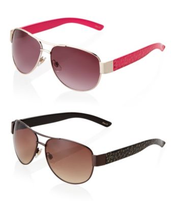 Betsey Johnson® Combination Aviator Floral Pattern Temples Sunglasses