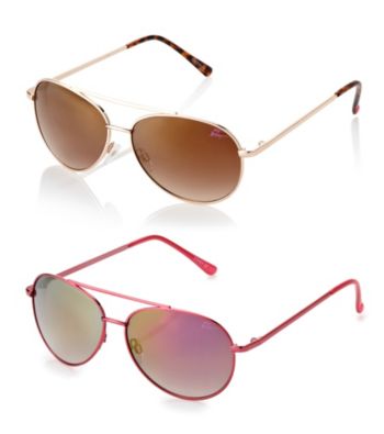 Betsey Johnson® Metallic Red Aviator Reflective Red Mirror Lens Sunglasses