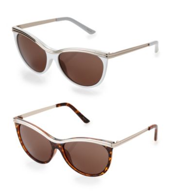 Betsey Johnson® Retro Cat Eye Sunglasses Metal Top and Temples Sunglesses