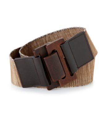 Nine West® Brown Wooden Buckle Stretch Belt