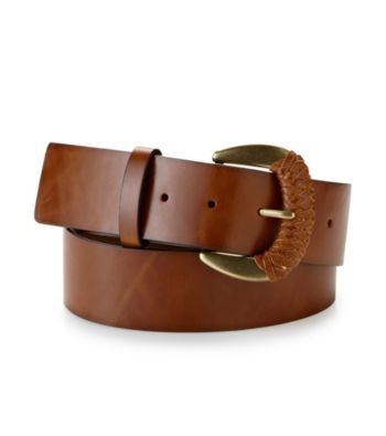 Nine West® Genuine Leather Partially Braided Buckle Belt