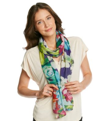 Cejon® Purple Digital Floral Scarf