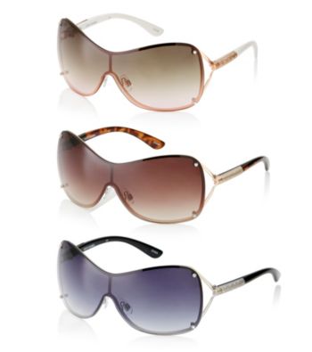 Steve Madden Backframe Vented Metal Shield Sunglasses