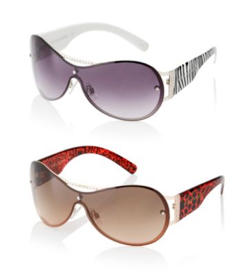 Steve Madden Metal Shield Animal Temple Sunglasses