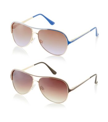 Steve Madden Metal Aviator Colored Epoxy Detail Sunglasses
