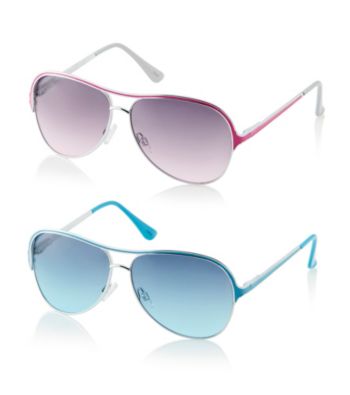 Steve Madden Metal Aviator Colored Epoxy Detail Sunglasses