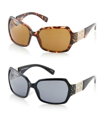 Steve Madden Plastic Glam Metal Zebra SM Logo Sunglasses