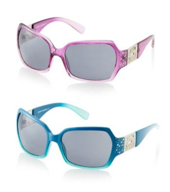 Steve Madden Plastic Glam Metal Zebra SM Logo Sunglasses