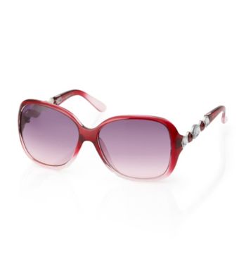 Steve Madden Berry Plastic Glam Rectangle Stone Temple Sunglasses