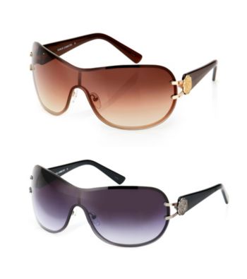 Vince Camuto™ Crest Logo with Backframe Combo Shield Sunglasses