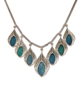 Lucky Brand® Blue/Silvertone Feather Necklace