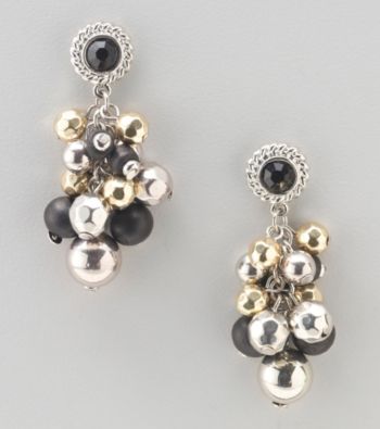 Laura Ashley® Black/Two Tone Post Top Cluster Earrings