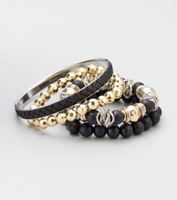 Laura Ashley® Black/Two Tone Bangle Set