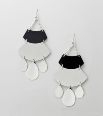 Relativity® Jet/Silvertone Chandelier Earrings