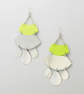 Relativity® Lime/Silvertone Chandelier Earrings