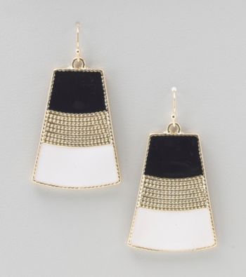 Relativity® Black/White/Goldtone Drop Earrings