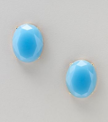 Relativity® Blue Faceted Post Button Earrings