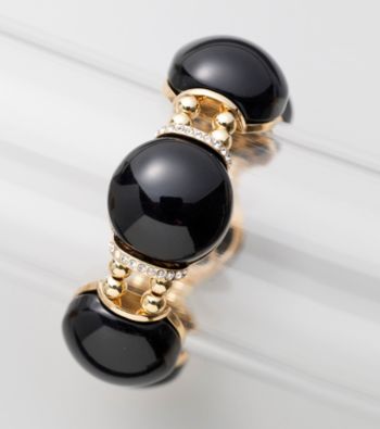 Relativity® Black/Goldtone Bead Stretch Bracelet