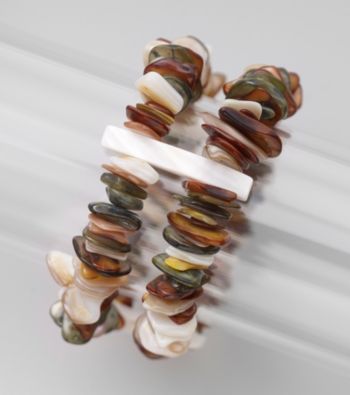 Studio Works® Silvertone Two Row Shell Stretch Bracelet