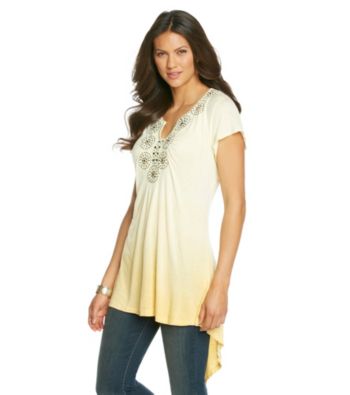 Oneworld® Dip-Dye Flutter Sleeve Hi-Low Tee