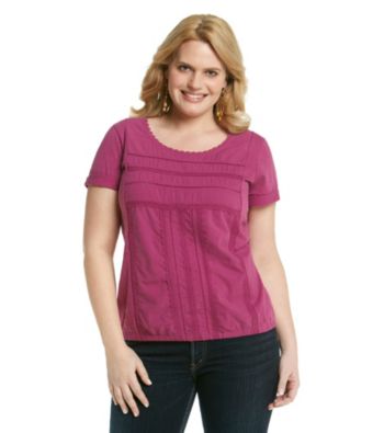 Ruff Hewn Plus Size Short Sleeve Mixed Media Blouson