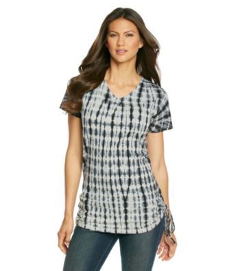 Ruff Hewn Short Sleeve V-Neck Tie-Dye Side-Scrunch Tee