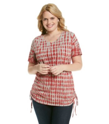 Ruff Hewn Plus Size Short Sleeve V-Neck Tie-Dye Side-Scrunch Tee