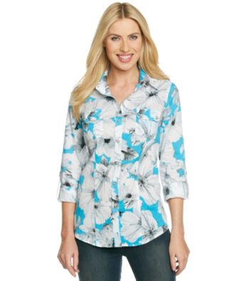 Rafaella® Roll-Tab Buttondown Floral Shirt