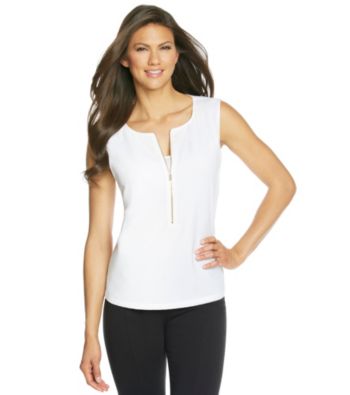Calvin Klein Sleeveless Zip Front Top