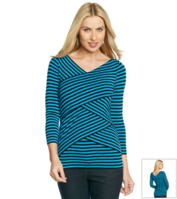 Vince Camuto® V-Neck Striped Bandage Top