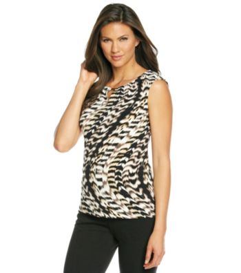 Calvin Klein Sleeveless Hardware Keyhole Printed Top