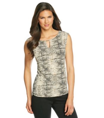 Calvin Klein Sleeveless Hardware Keyhole Printed Top