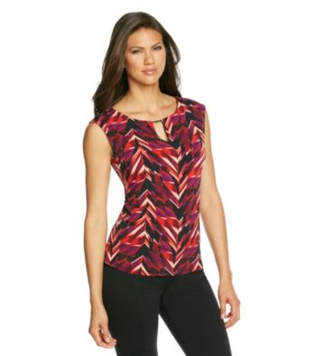 Calvin Klein Sleeveless Hardware Keyhole Printed Top