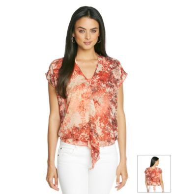 Skye's The Limit® Printed Ruffled Woven Top