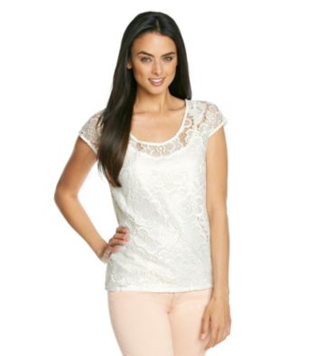 Skye's The Limit® Lace Layered Woven Knit Top