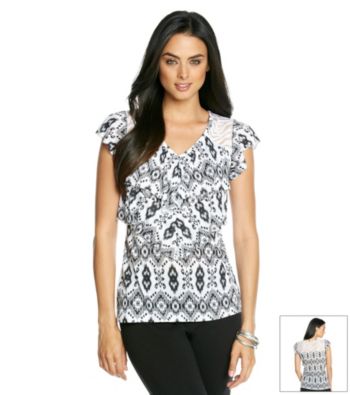 AGB® Printed Knit Top