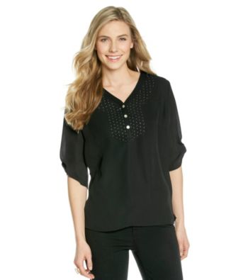Notations® Studded Y-Neck Shirt