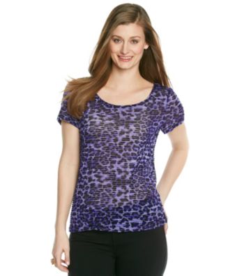 Notations® Allover Animal Print Cancan Scoopneck Top